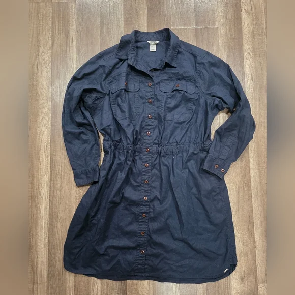 DULUTH TRADING CO HEMP SHIRT DRESS NAVY CURVY PLUS PREPPY CLASSY elegant Y2k - Picture 16 of 16